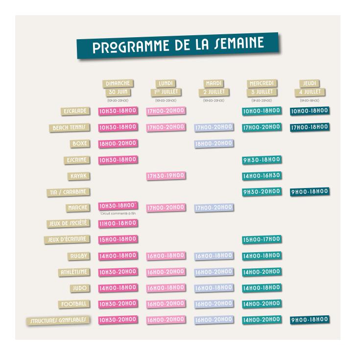 Planning - Village des sports